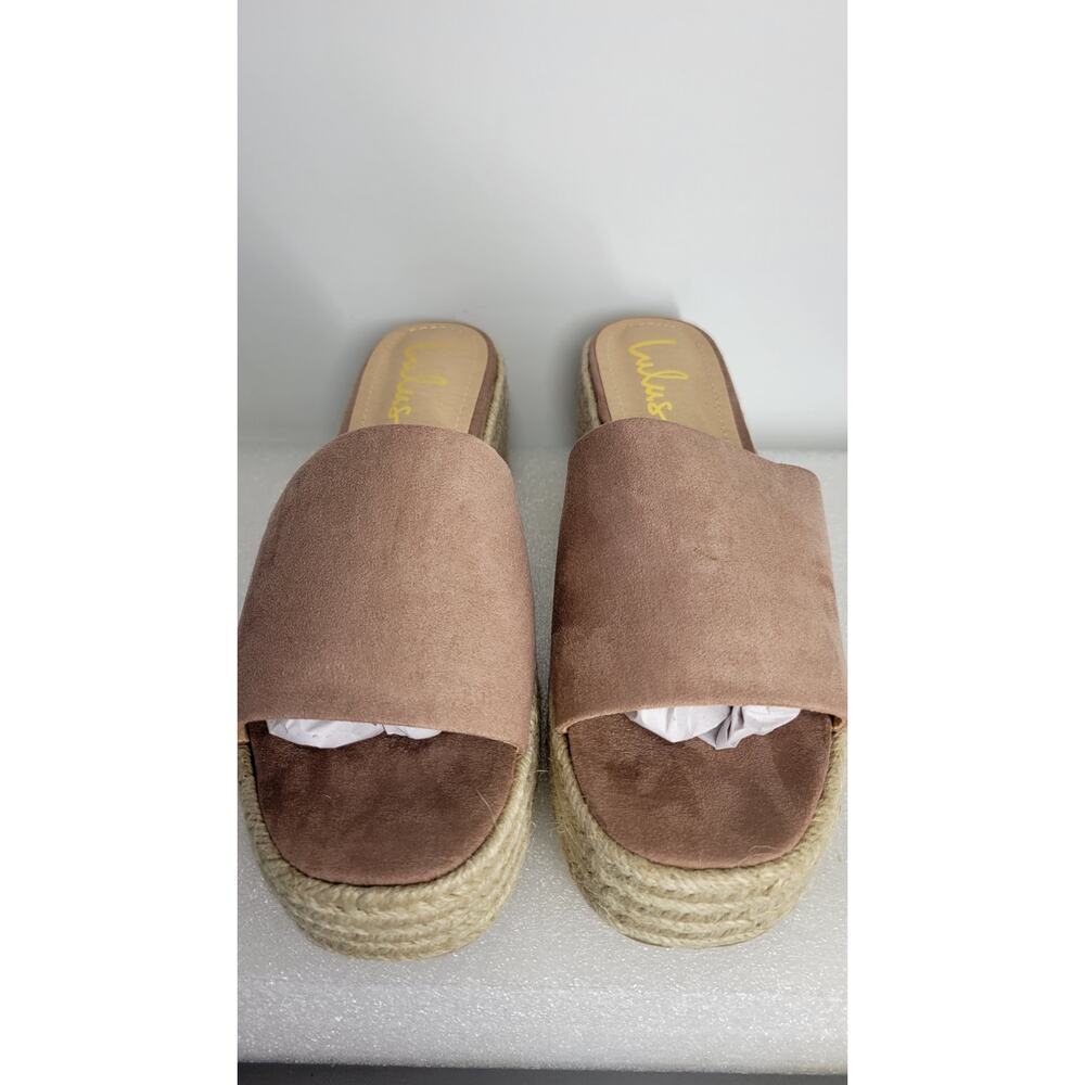 Lulus O'ahu 2 Mauve Platform Espadrille Slide Sandals Size 8.5